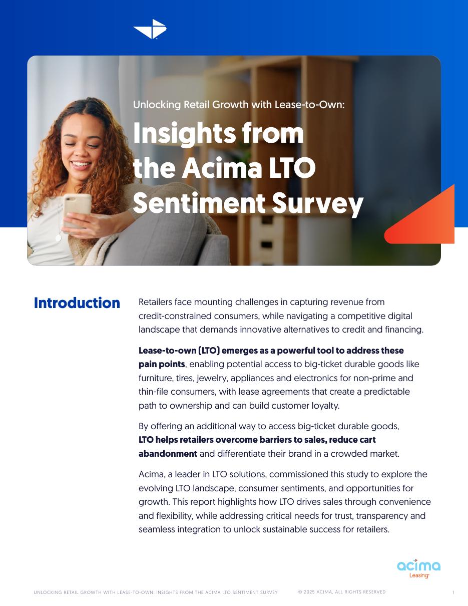 Cover of Acima Consumer & Retailer Report